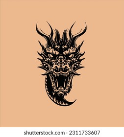 dragon illustration vector design, for tattoo or t-shirt design