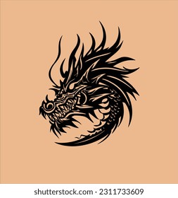 dragon illustration vector design, for tattoo or t-shirt design