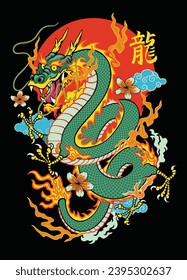 Dragon Illustration in Vintage Hand Drawn Illustration