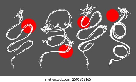 dragon ink style vector illustration