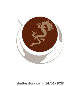 dragon inside cup of coffee