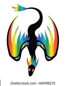Dragon with iridescent wings and eyes