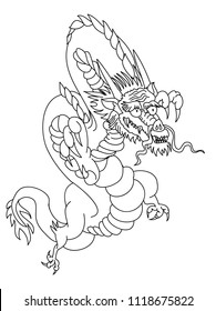 dragon isolate on white background and sticker Chinese dragon tattoo.colorful Japanese Dragon for tattoo