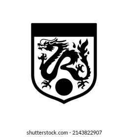 Dragon and jade, oriental style black silhouette vector symbol design