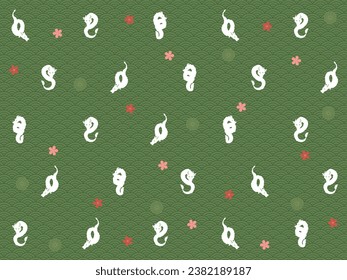 Dragon and Japanese pattern. Vector illustration.
