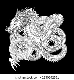 Dragon japanese style tattoo vector illustration