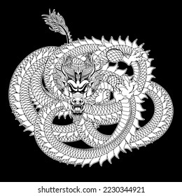 Dragon japanese style tattoo vector illustration