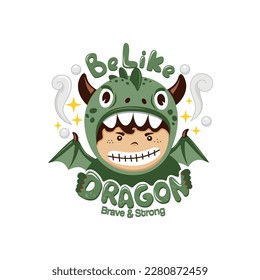 Dragon and kid cartoon illustration