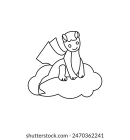 Dragon Kid Cloud line art vector illustration design, logotype element template