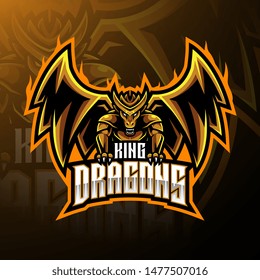 Dragon king mascot logo design