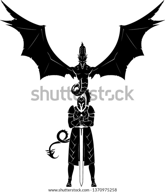 Dragon King Silhouette Mythical Beast Fictional Stock Vector Royalty Free