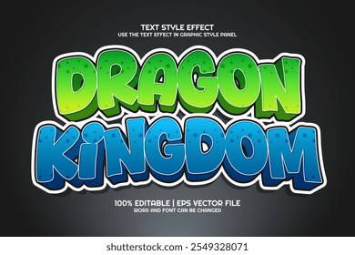 Dibujos animados de Dragon Kingdom Efecto de texto editable Estilo de juego 3D