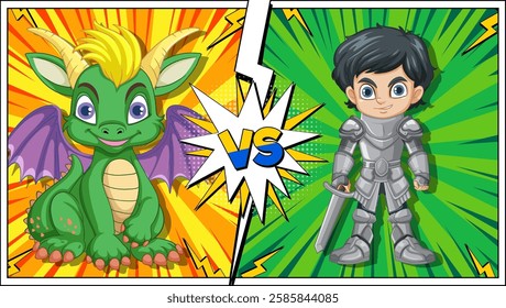 A dragon and knight face off in battle