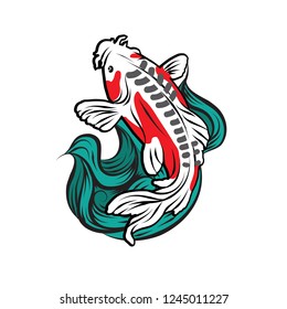 Dragon koi fish isolated vector illustration. Good for  logo or decoration element.