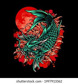 Dragon Koi Fish Japan  Illustration for your business or merchandise