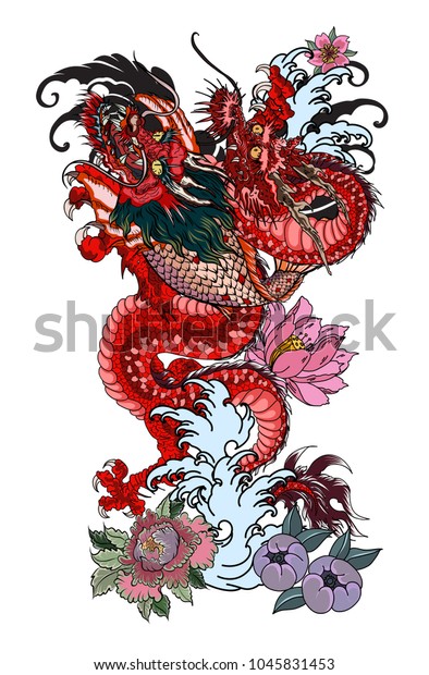 Dragon Koi Dragon Lotus Flower Tattoopeach Stock Vector Royalty Free 1045831453,Small Mediterranean House Designs