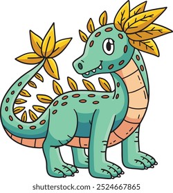 Dragon Leaf Cartoon Colored Clipart Illustration