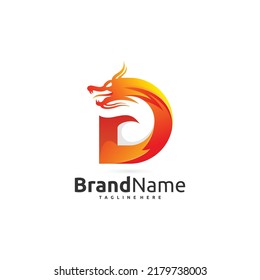 dragon letter d vector logo icon