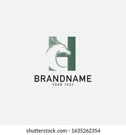 Dragon letter H logo design, 3d gradient style, gold dragons vector logo