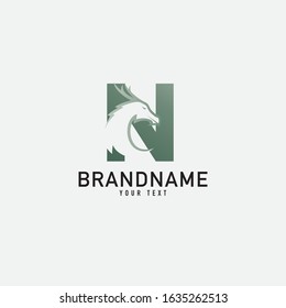 Dragon letter N logo design, 3d gradient style, gold dragons vector logo