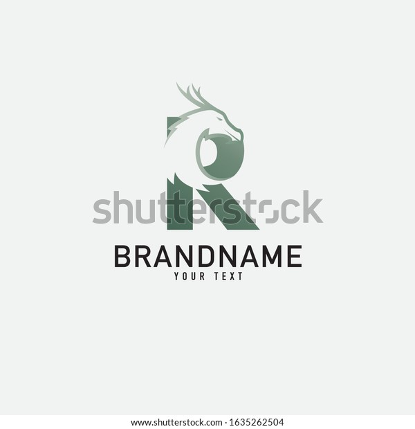 Dragon letter R logo design, 3d gradient style, gold dragons vector logo