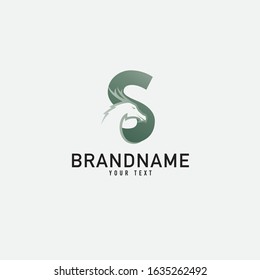 Dragon letter S logo design, 3d gradient style, gold dragons vector logo