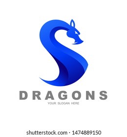 dragon and letter s logo, s- shaped dragon logo , 3d icon, 