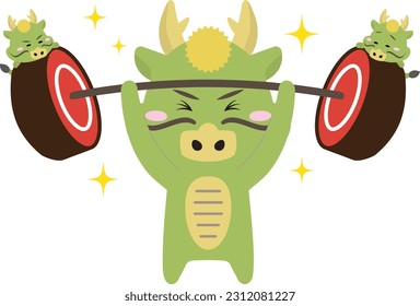 A dragon lifting a barbell and lifting weights