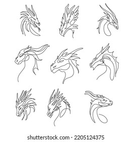 Dragon line art head vector 