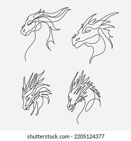 Dragon line art head vector 