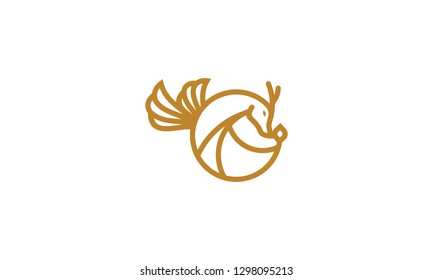 dragon line art logo icon vector