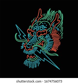 dragon line art vector design