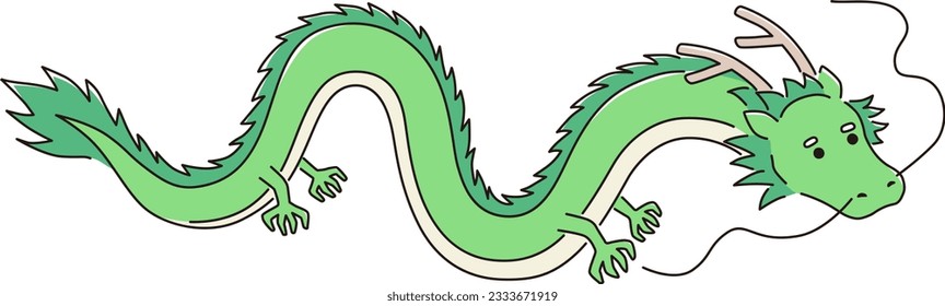Dragon line drawing vector illustration icon, 2024 New Year's card illustration material