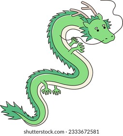 Dragon line drawing vector illustration icon, 2024 New Year's card illustration material