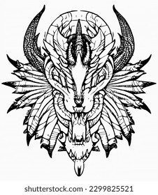 dragon line handrawn artwork tatoo