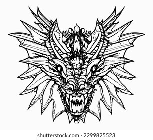 dragon line handrawn artwork tatoo
