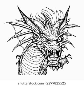 dragon line handrawn artwork tatoo