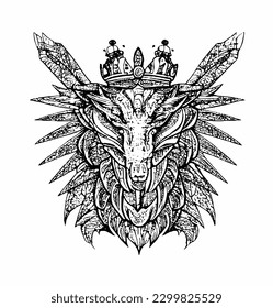 dragon line handrawn artwork tatoo