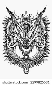 dragon line handrawn artwork tatoo