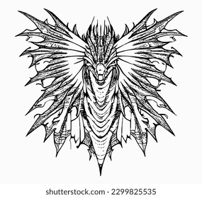 dragon line handrawn artwork tatoo