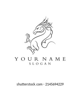 Dragon Line Logo Vector Design