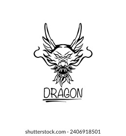 dragon line logo vector design