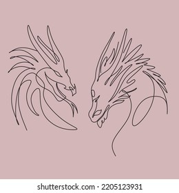Dragon line on the white background