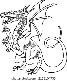 Dragon  line vector illustration isolated on white background