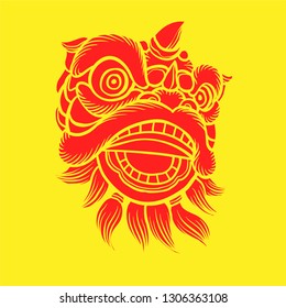 Dragon Lion barongsai china vector illustration gong xi fa cai new year