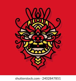 Dragon or lion Chinese new year cute doodle style