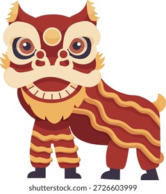 Dragón y león de danza de rendimiento de la linterna Festival Vector