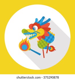 The dragon and lion dancing head flat icon