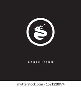 Dragon Logo Abstract Vector Design Template . on black background .