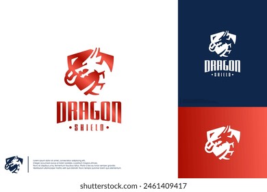 dragon logo with burst of flame ,for your company security, logo design illustration.